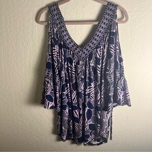 Simply Emma Blue and Purple Smocked Blouse